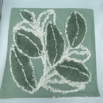 Couvoirs de coussin décoratifs de motif de feuilles en peluche 3D